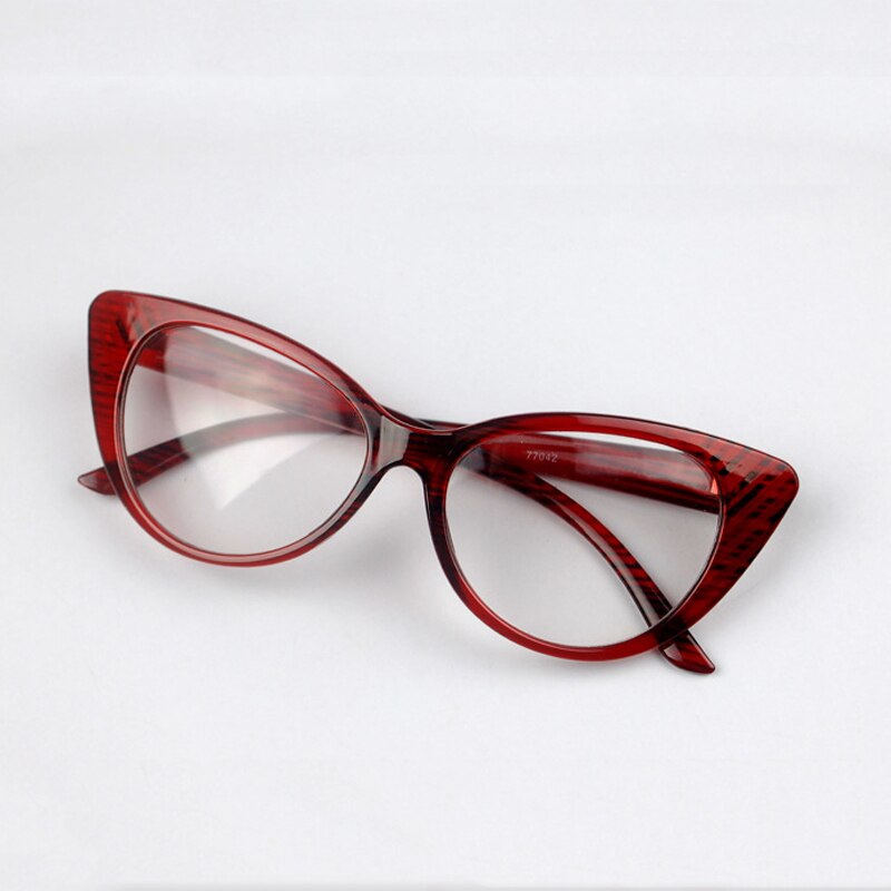 Olnylo retro cat eye brilmontuur met heldere lenzen, merk voor dames met blue-ray optische brilmontuur, bijziendheidslens, damesmontuur met gewone bril: T6