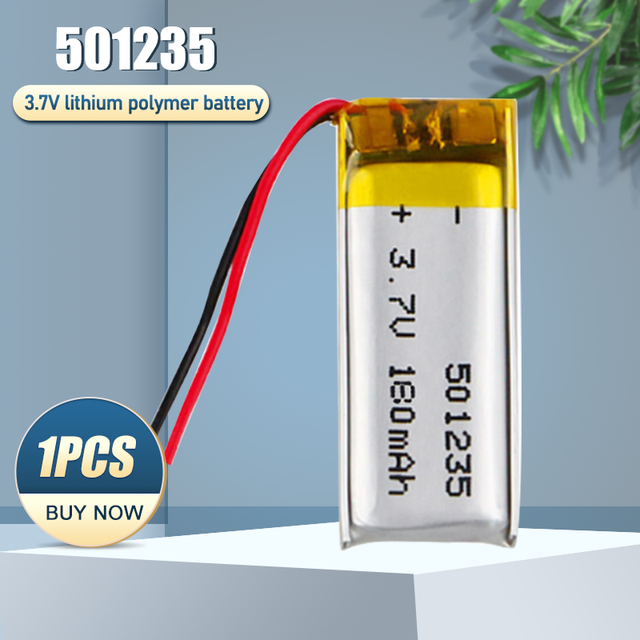 Batería recargable de polímero de litio para cepillo de dientes eléctrico MP4, 501235, 3,7 V, 180mAh, grabadora de voz, auriculares Bluetooth: 1PCS