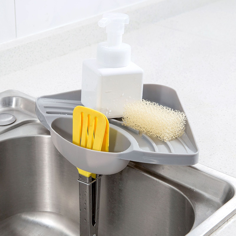 Kitchen Sink Caddy Sponge Holder Scratcher Holder Cleaning Brush Tray Sink Organizer