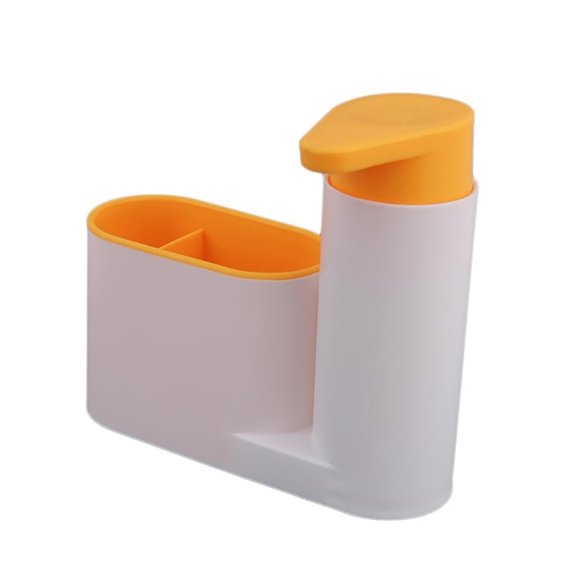 Kitchen Soap Dispenser With Sponge Holder Liquid Detergent Container Dispense For Kitchen: Orange