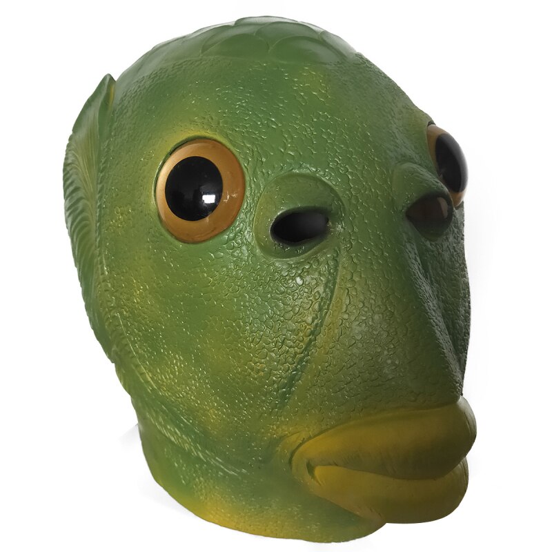 Creativity Funny Weird Fish Green Fish Mask Latex Green Fish Headgear Run Boba Mask Prom Party Horror Spoof
