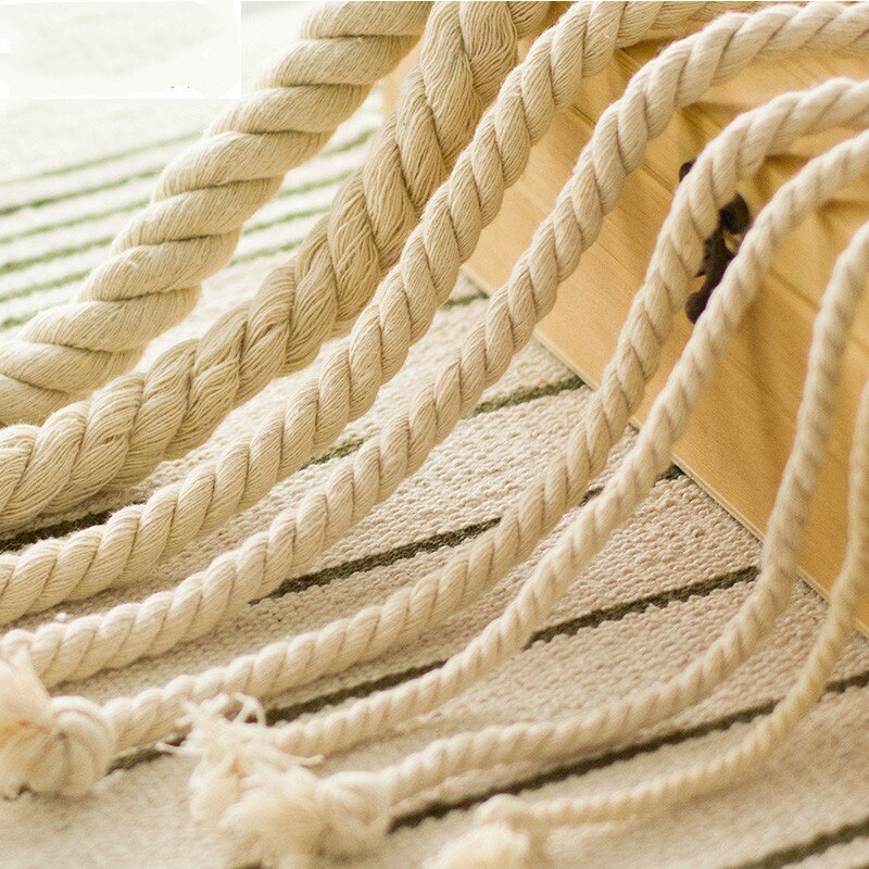 Cuerda de macramé de tres hebras de algodón hecha a mano, cuerda trenzada Beige gruesa, decorativa, bricolaje