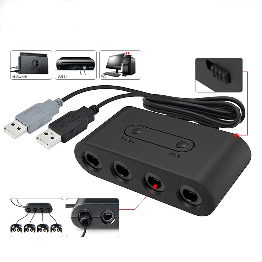 4 puertos para controladores de GameCube GC convertidor adaptador USB para Nintendo Wii U PC NGC para accesorios de juegos de PC