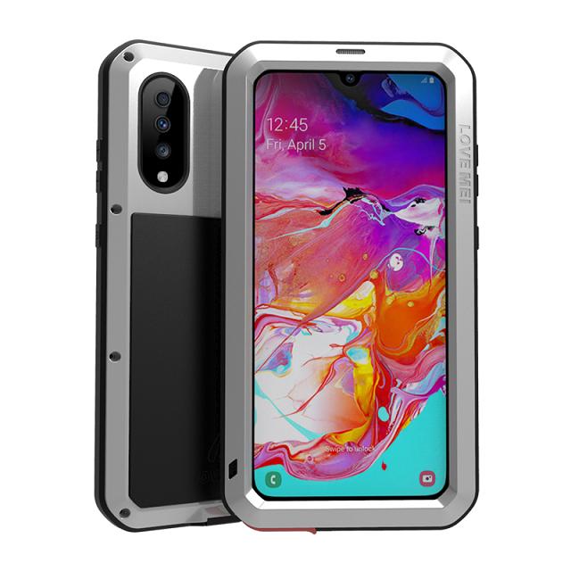 AMORE MEI Potente Cassa Del Metallo Per Samsung Galaxy A70 Cassa di Alluminio Impermeabile Antiurto Copertura per Samsung A70 Gorilla di vetro UN 70: silver / original package