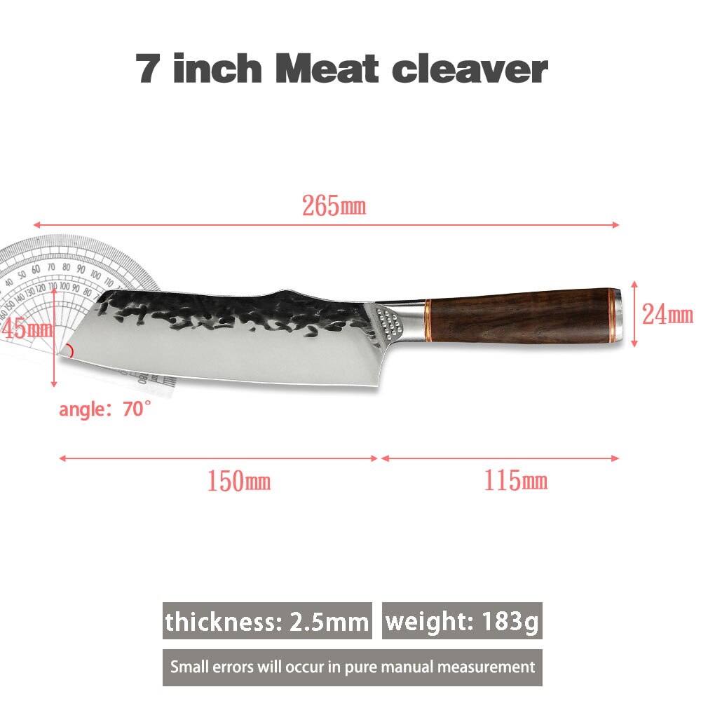 Sowoll couteau de boucher en acier forgé, outils de cuisine de Chef 5 ''6.5'' 7 ''7.5'' 8 ''trancheur serbe Chef survie outils de randonnée: G 7 inch