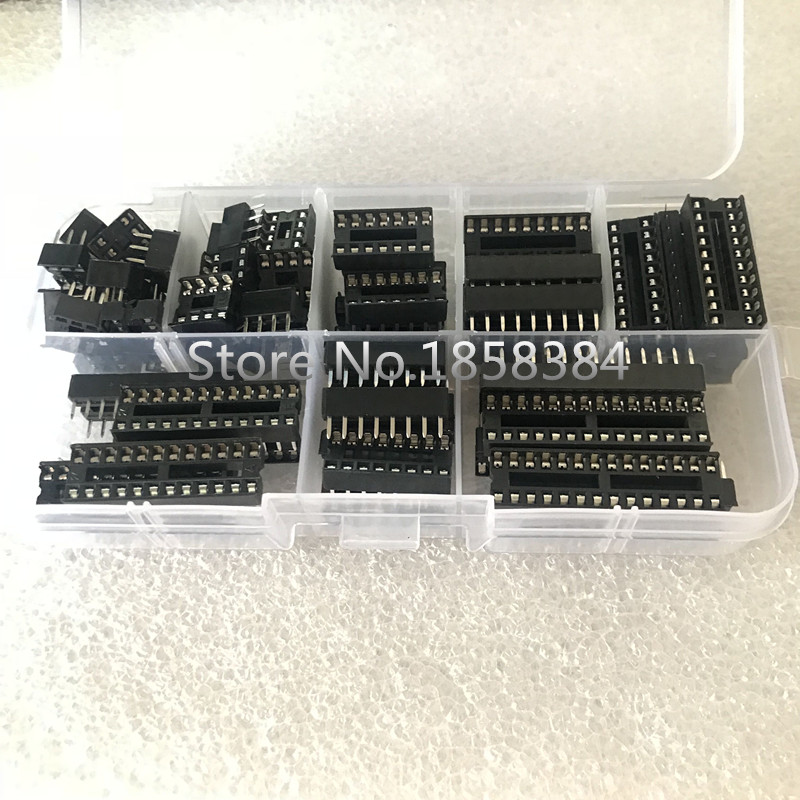 66 Stks/set Met Doos 6,8,14,16,18,20,24,28 Pins-Dip Ic Sockets Adapter Solder Type Socket Kit