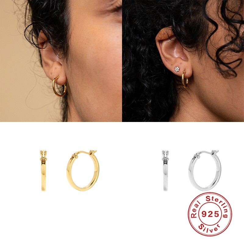 ROXI-Pendientes redondos de aro Vintage para hombre y mujer, aretes pequeños inusuales, Plata de cartílago 925, joyería, de Festival