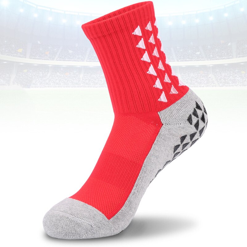 1 Pair Sport Socks Anti Slip Non Skid Slipper Socks with Grips for Adults Men Women Fitness Workout Play Football Sweat Socks: Red