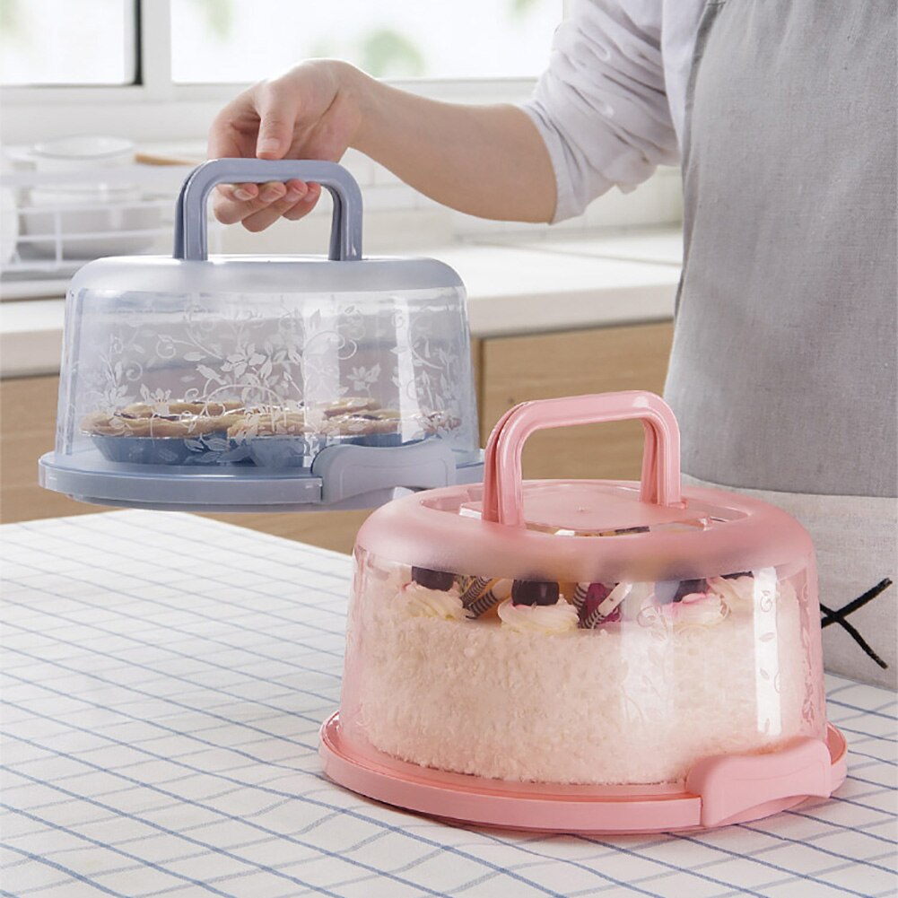Portable Cake Storage Box Round Birthday Wedding Kitchen Baking Container Holder