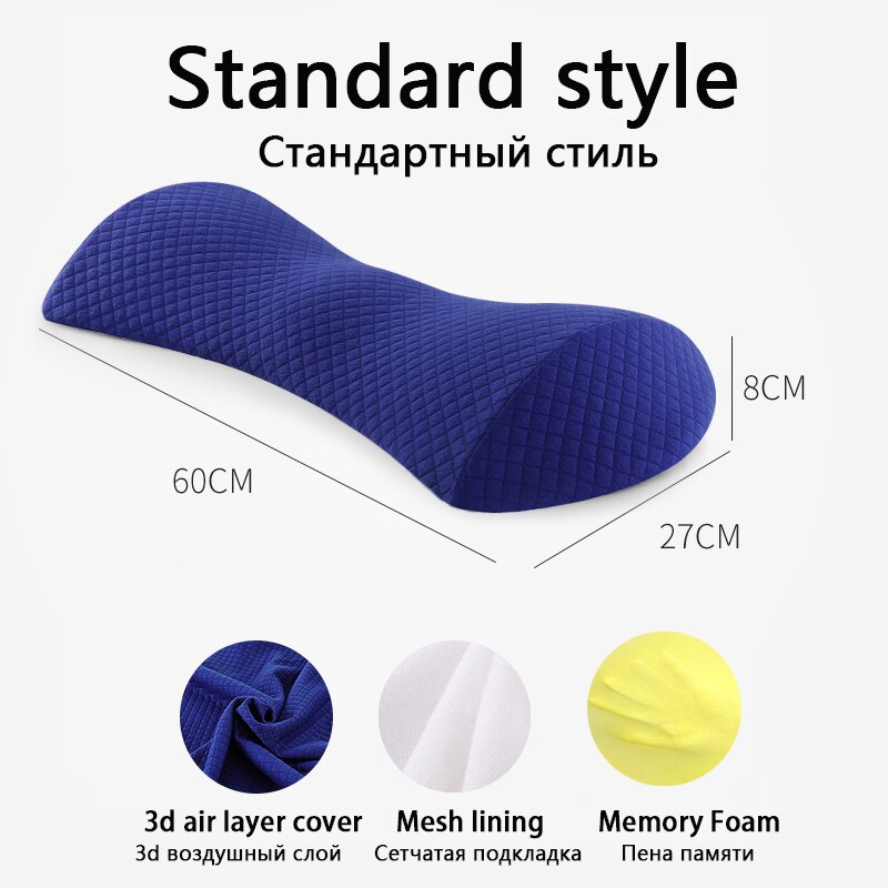 Memory Foam Zwangerschap Kussen Vrouwen Zwangere Body Ondersteuning Taille Kussen Orthopedische Side Sleeper Back Massage Kussen Beddengoed Slaap: Standard style blue