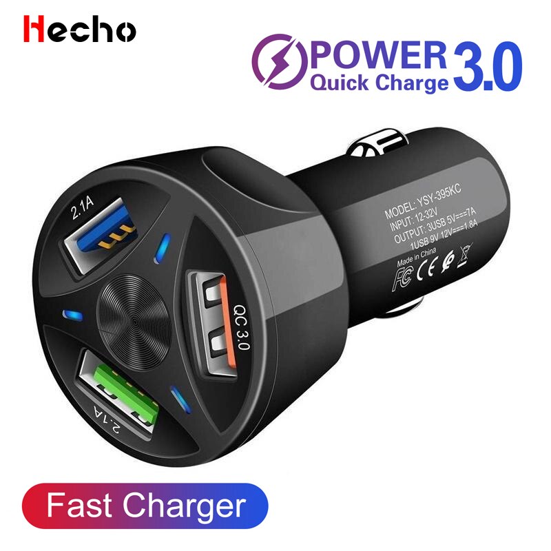 18W Multi-Usb Autolader Mobiele Telefoon 3 Port Fast Opladen Auto-Oplader Voor Iphone 11 Samsung s10 Xiaomi Quick Charge 3.0 In Auto