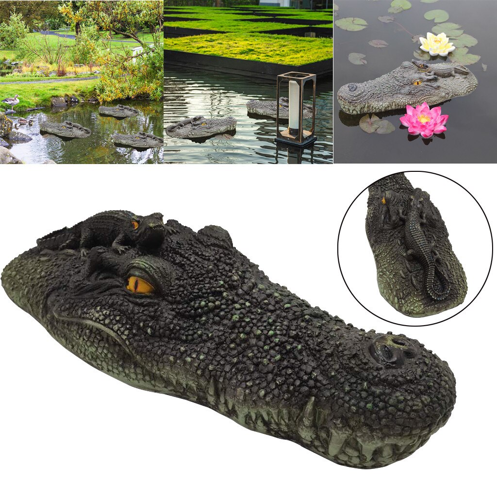 Floating Mother and Son C rocodile Head Water Decoy Garden Pond Art for Control Simulation Foam Crocodil Home Garden Decor