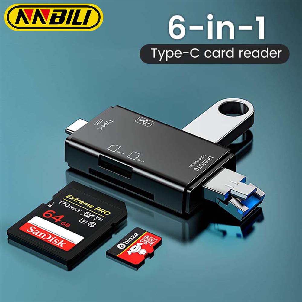 NNBILI OTG SD TF Typ C Czytnik kart Micro SD typu c na usb otg adapter 6 w 1 USB 2.0 Karta TF Pamięć flash USB Typ C Czytnik kart