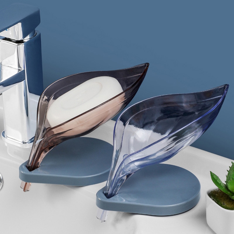 Leaf Soap Storage Rack V-Shaped Drain Soap Box Organize Non-Perforated Soap Shelf Bathroom Kitchen Accessories