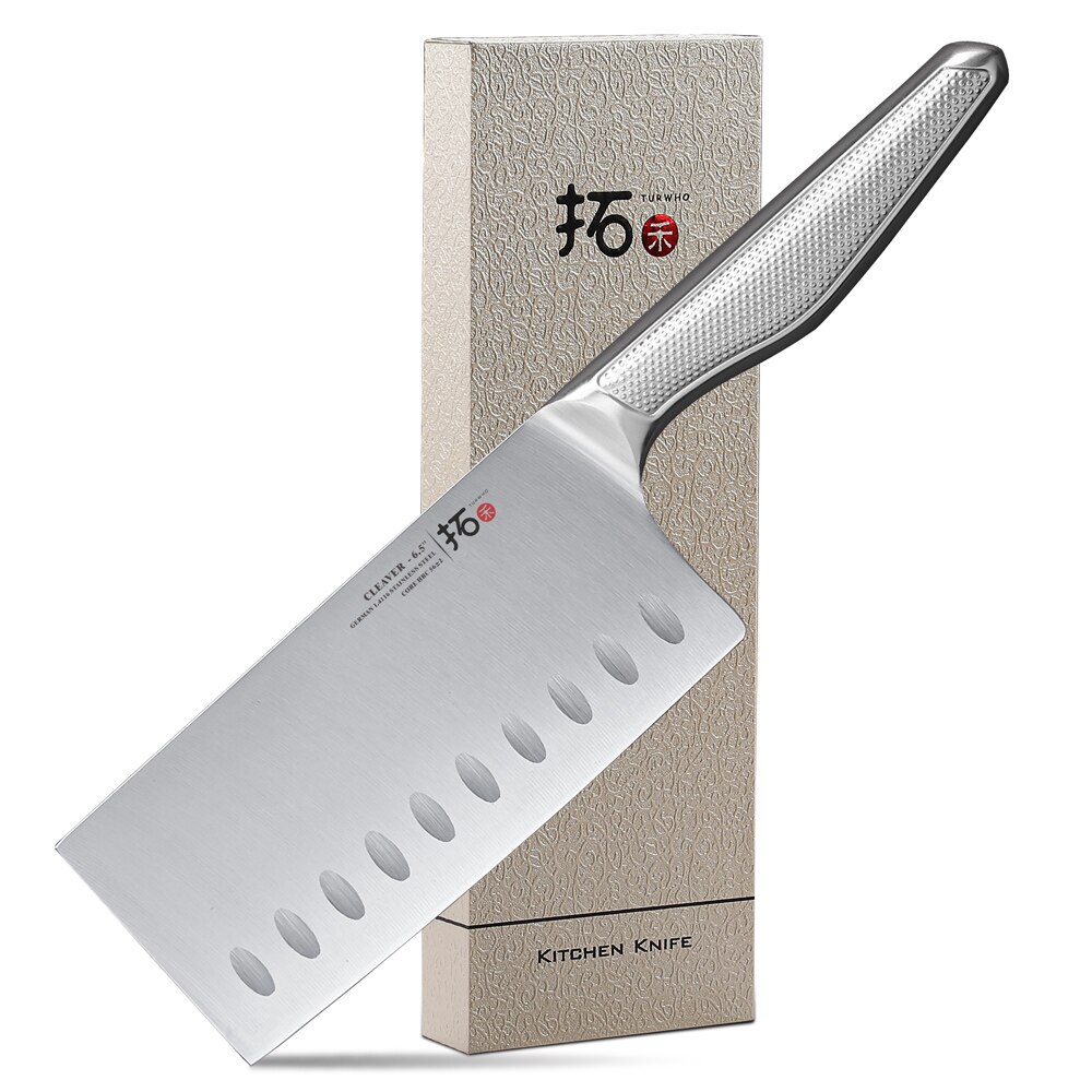 TURWHO Chef Knife 1 Piece Kitchen Knives German 1.4116 Stainless Steel Japanese Kiritsuke Santoku Cleaver Slicing Utility Knife: 6.5 inch Cleaver