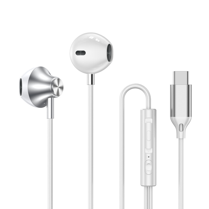 Typ C 3,5mm HIFI Stereo Verdrahtete Kopfhörer Schwere Bass in Ohr Kopfhörer Mit Mic Ohrhörer Lärm die Ermäßigung Gamer Headset für Xiaomi: Grau