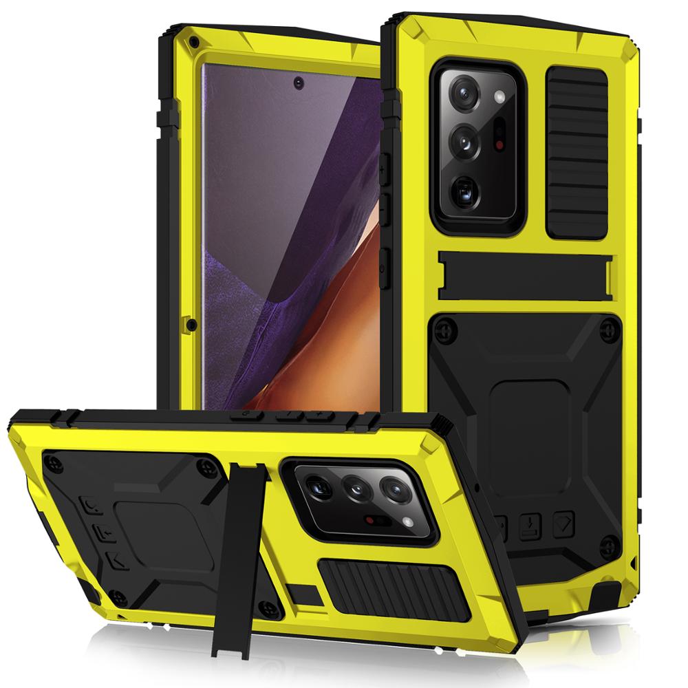 360 Volledige Bescherming Voor Samsung Galaxy Note 20 Ultra Case Metal Voor Samsung Note 20 Case Shockproof Cover Telefoon Gevallen funda Houder: For Note20 Ultra / yellow