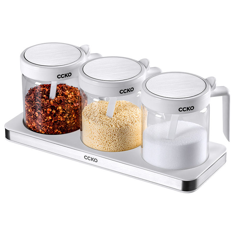 Crystal Food Storage Jar Kitchen Glass Metal Modern Container Spices Condiments Salt Rangement Cuisine Kitchen Organizers