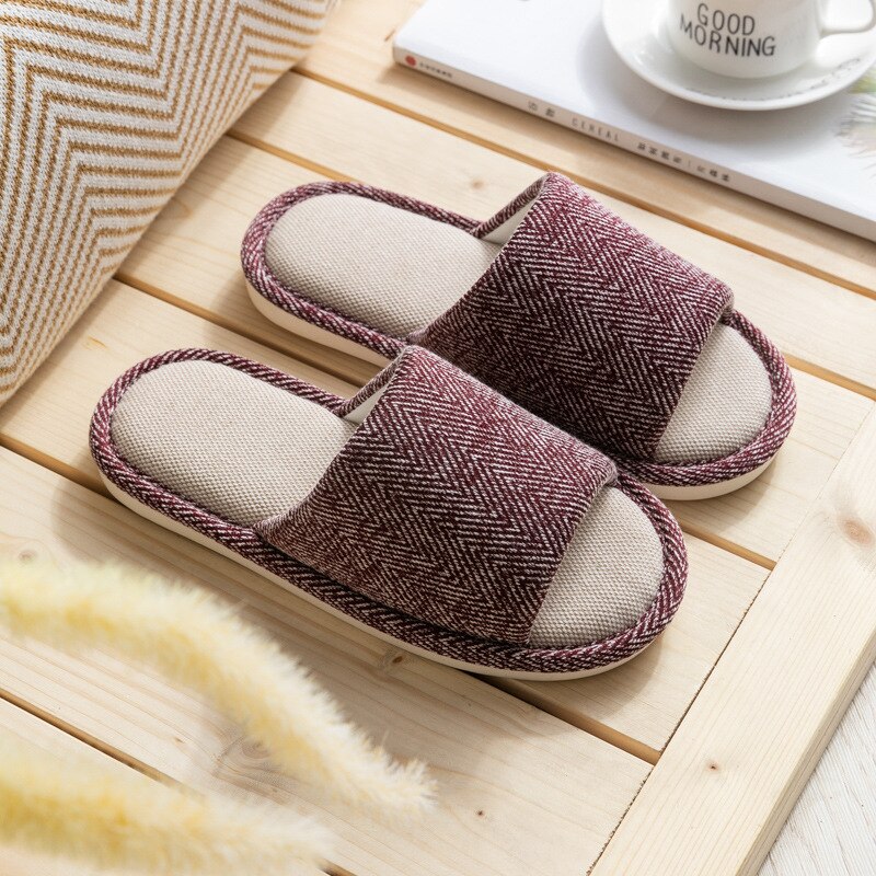 Mntrerm Womens Home Slippers Casual Indoor Outdoor Open-Toe Shoes Cotton And Linen Slippers Anti-Slip Couple Slipper: Purple / 40
