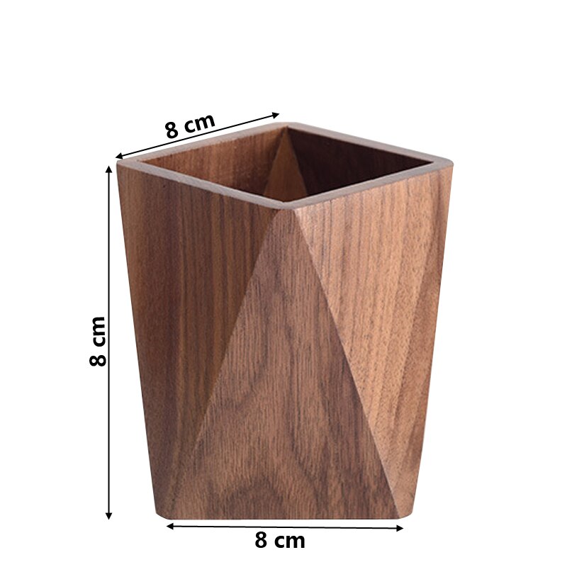 Nature Walnut Wood Pen Holder Desk Writing Stationary Organizer Wooden Writing Materials Holder Office School Supplies