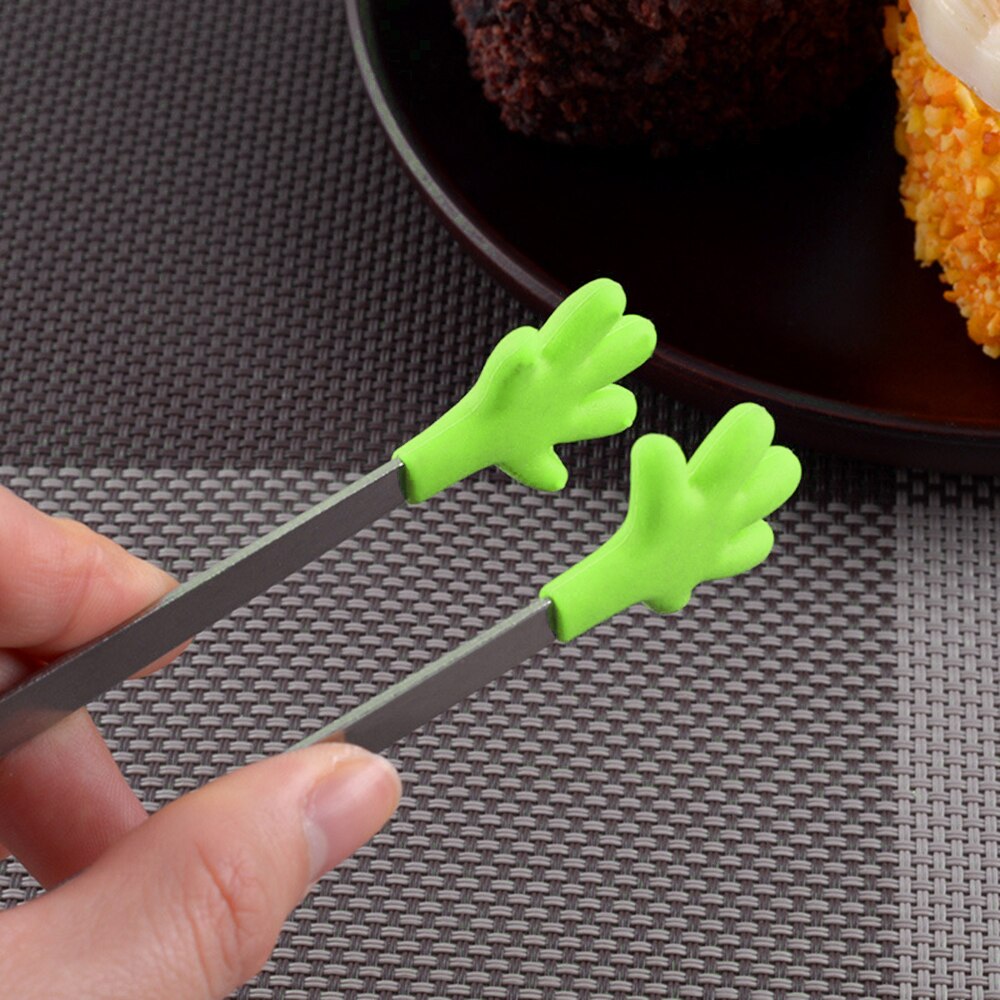 1PC Kitchen Silicone Clip Fruit Tongs Salad Serving Stainless Steel Handle Utensil Kitchen Accessories Tools