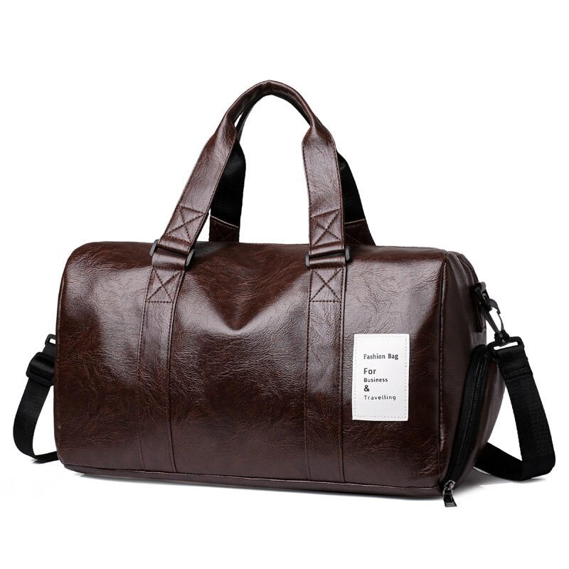Weiche pu-leder-reisetaschen für herren mit großem fassungsvermögen, handgepäcktaschen, umhängetaschen, tragbare sporttaschen, sporttaschen: Kaffee