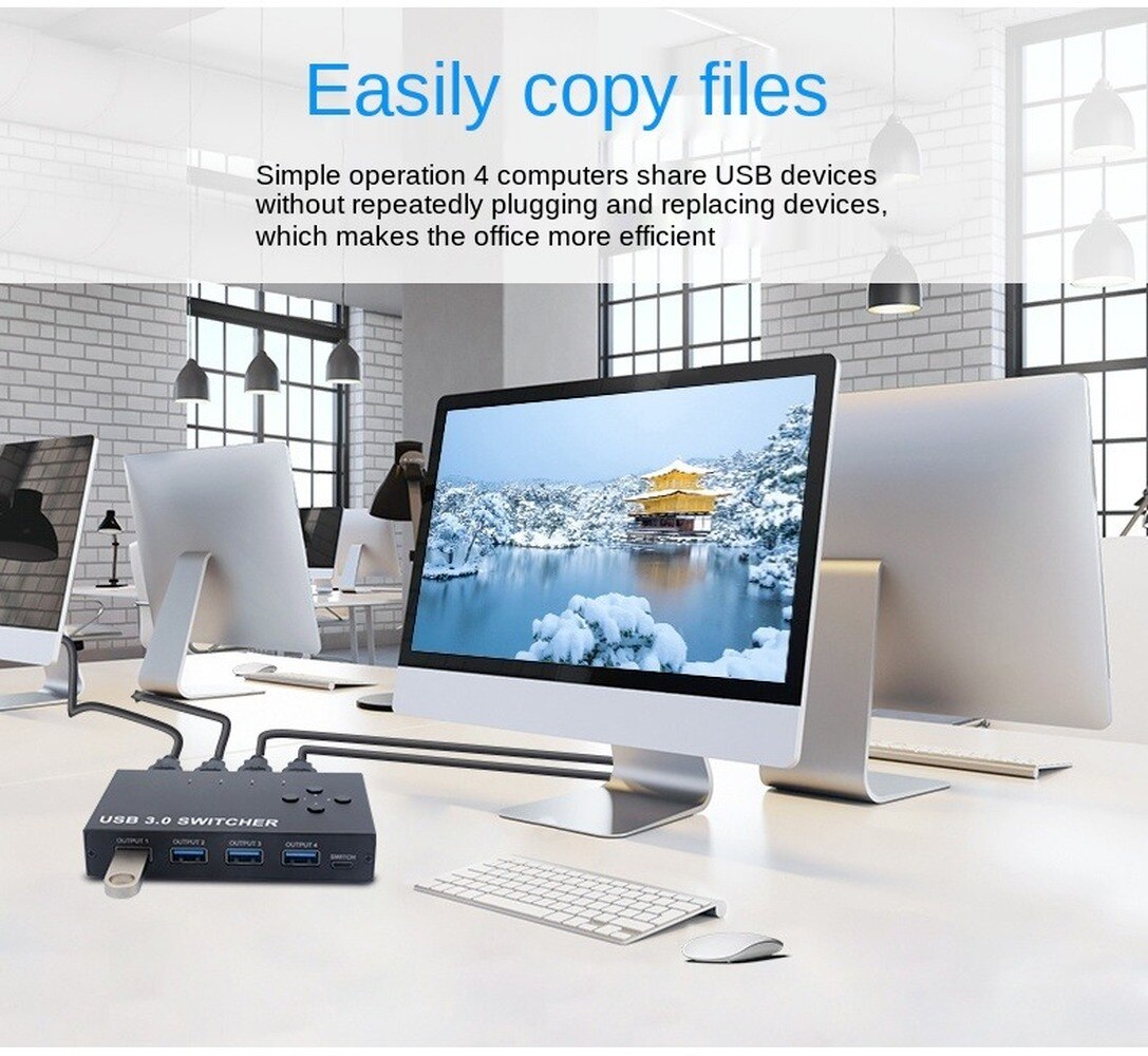 4-Port USB3.0 Sharer Switch USB KVM Switcher With controller PC Sharing Splitter for Keyboard Mouse Printer Monitor USB Switcher