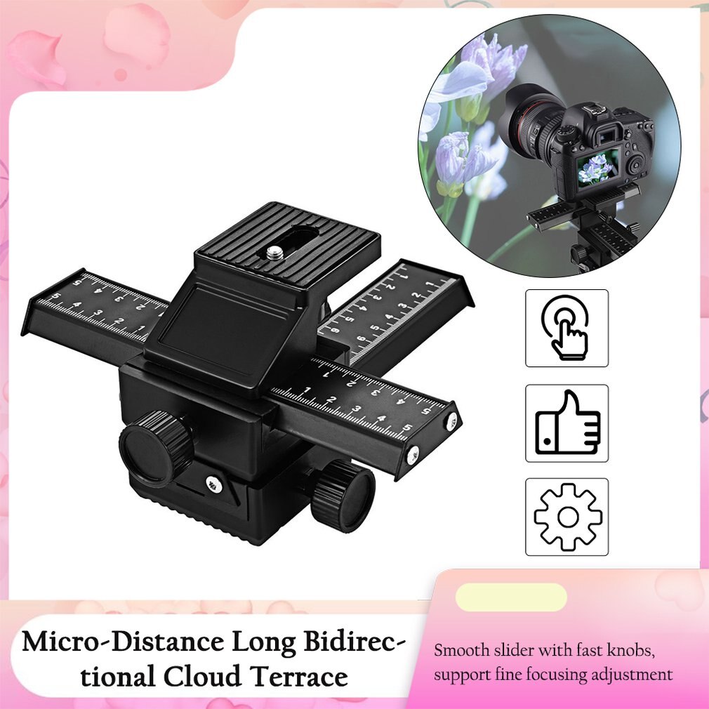 Pro 4 Way Magnesium Alloy Macro-Focusing Rail Slider Close-up Shooting Photography Tripod Head for DSLR Camera