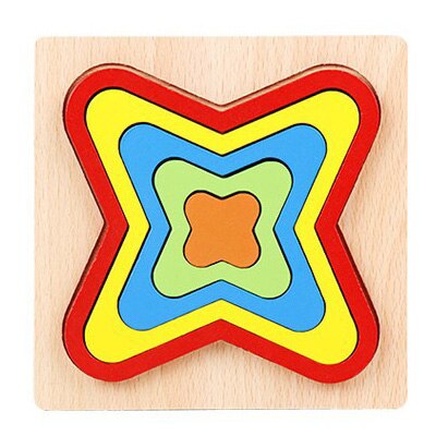 1PCS Wooden Puzzle Toys for Children Geometric Shape Montessori 3D Puzzle Toys for Baby Early Educational Learning: G