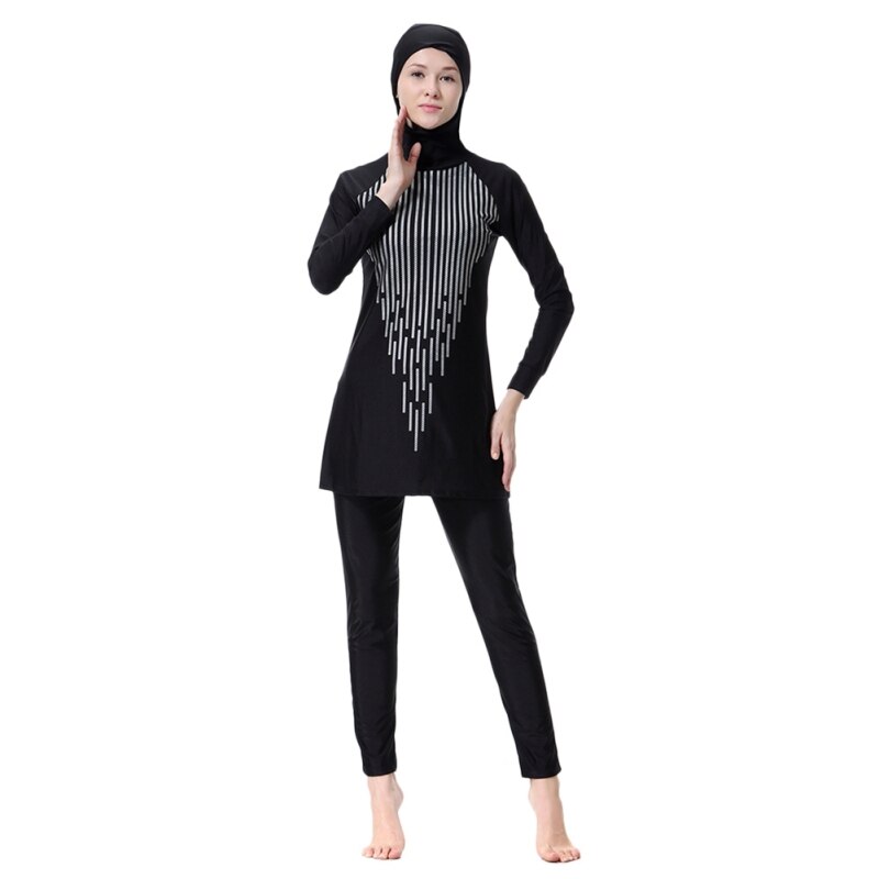 Musulmano Costume Da Bagno A Righe Vestiti di Costumi Da Bagno Delle Signore Modest Musulmano Costumi Da Bagno Vestiti di Nuoto