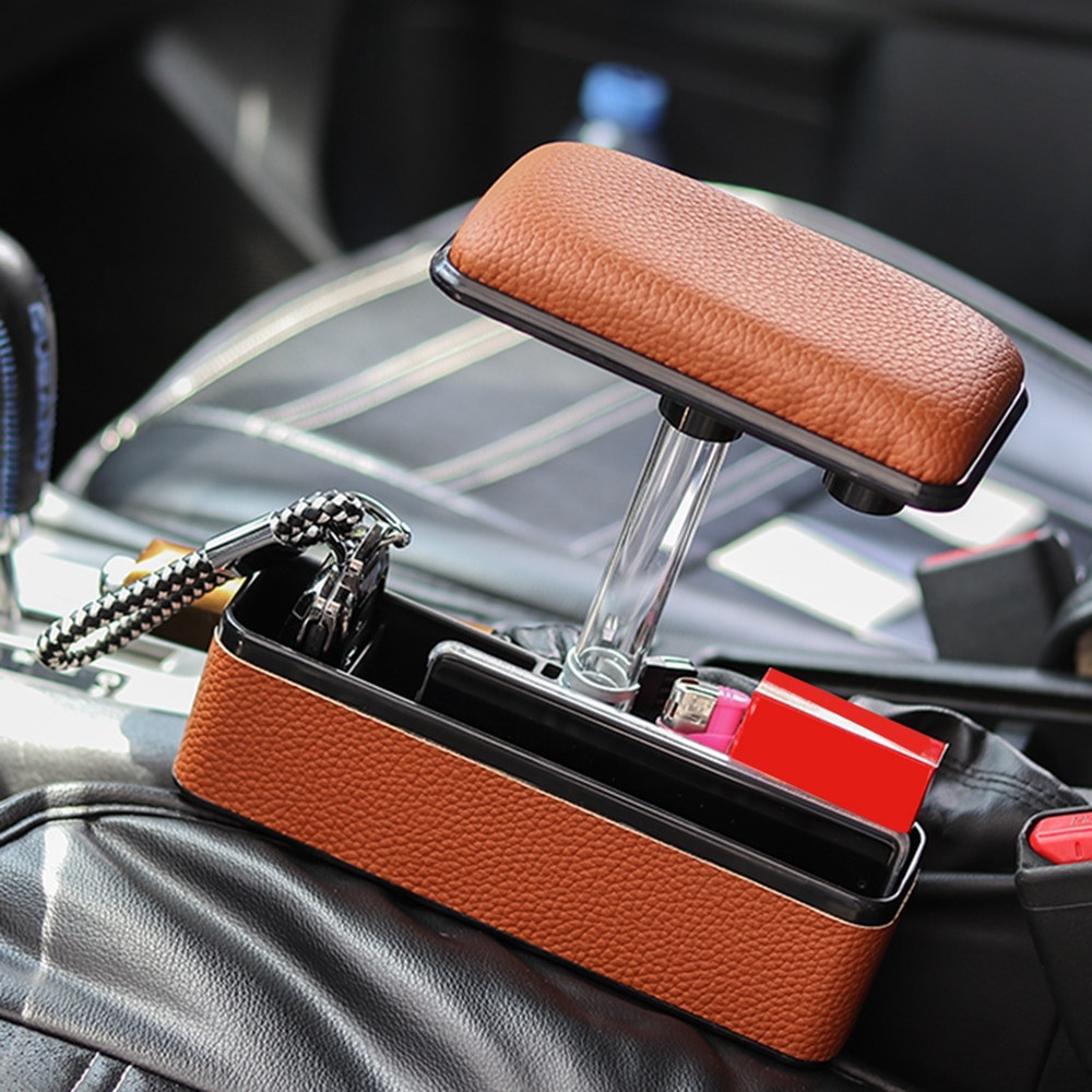Verstelbare multifunctionele grote opbergruimte armsteun middenconsole pu-leren pads universele auto middenconsole armsteunen