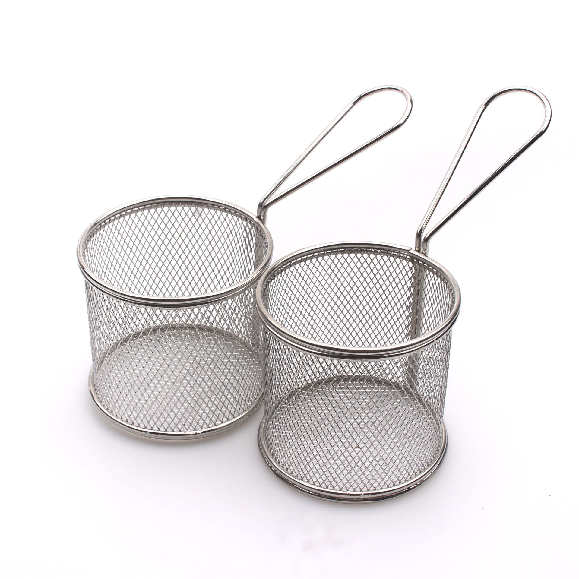 Stainless Steel Round Fry Basket French Fries Basket Oil Grid Round Mesh Frying Basket Kitchen Gadgets