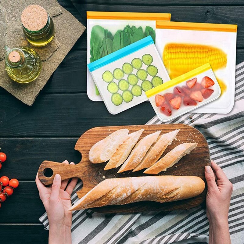 10Pcs Reusable Refrigerator Freezer Fresh-Keeping Bag Peva Double Bone Sealed Waterproof Bag Fruit Sandwich Lunch Bag