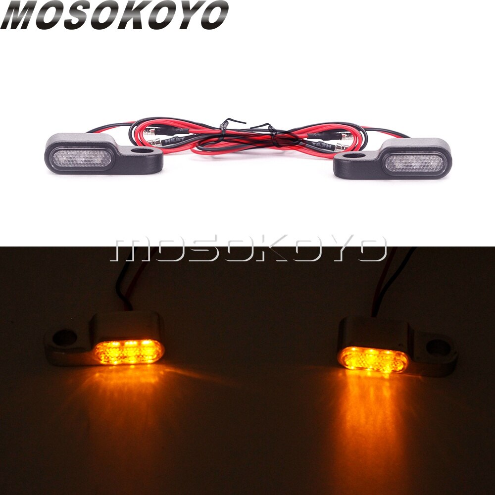 LED Mini Motorrad Blinker Anzeige Blinker Licht Blinkt Läuft Lampe für Harley Sportster Cafe Racer Chopper Bobber: Black