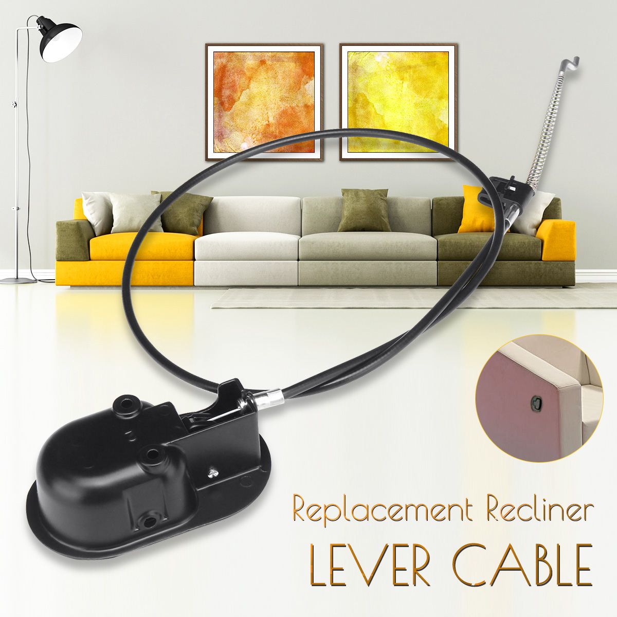 Black Metal Handle Recliner Chair Sofa Couch Release Lever Pull Handle With Spring Cable Replacement Furniture Accessory