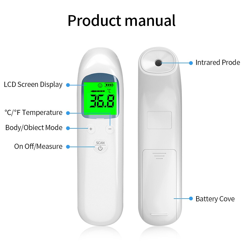 Lcd-baggrundsbelysning infrarødt digitalt termometer pande ir måling af kropsoverfladetemperatur berøringsfri termometro