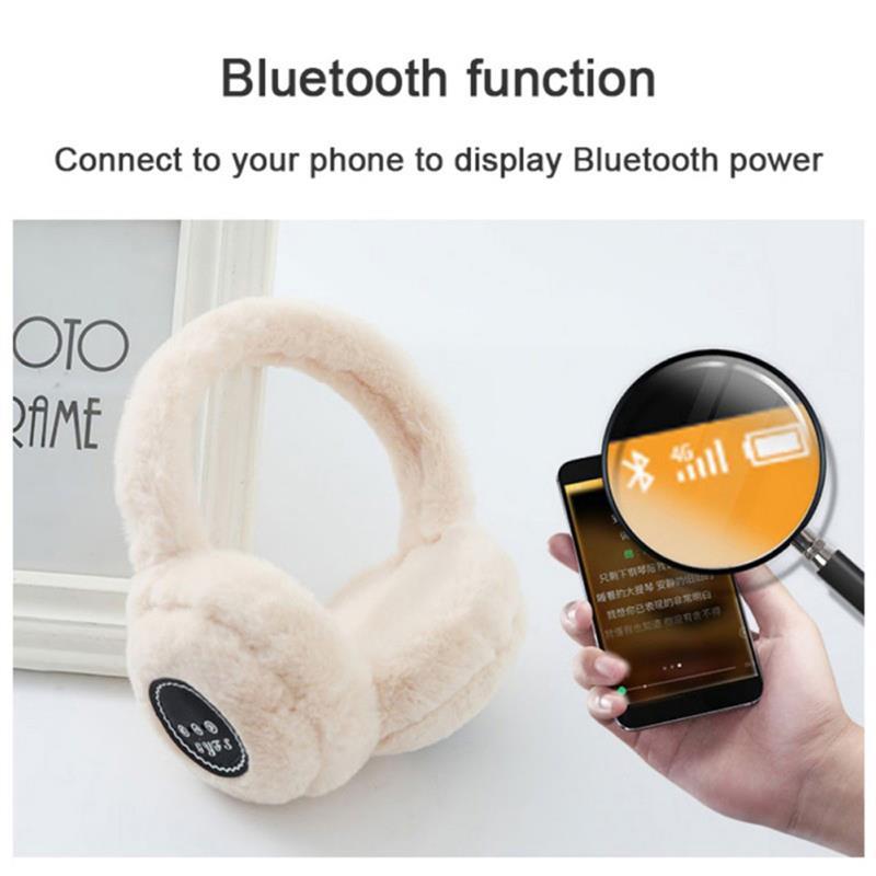 Wireless Bluetooth Headset Ear-hook Warm Fluffy Earmuffs Winter Heavy Bass Warm Wireless Headset Furry Earphones Video