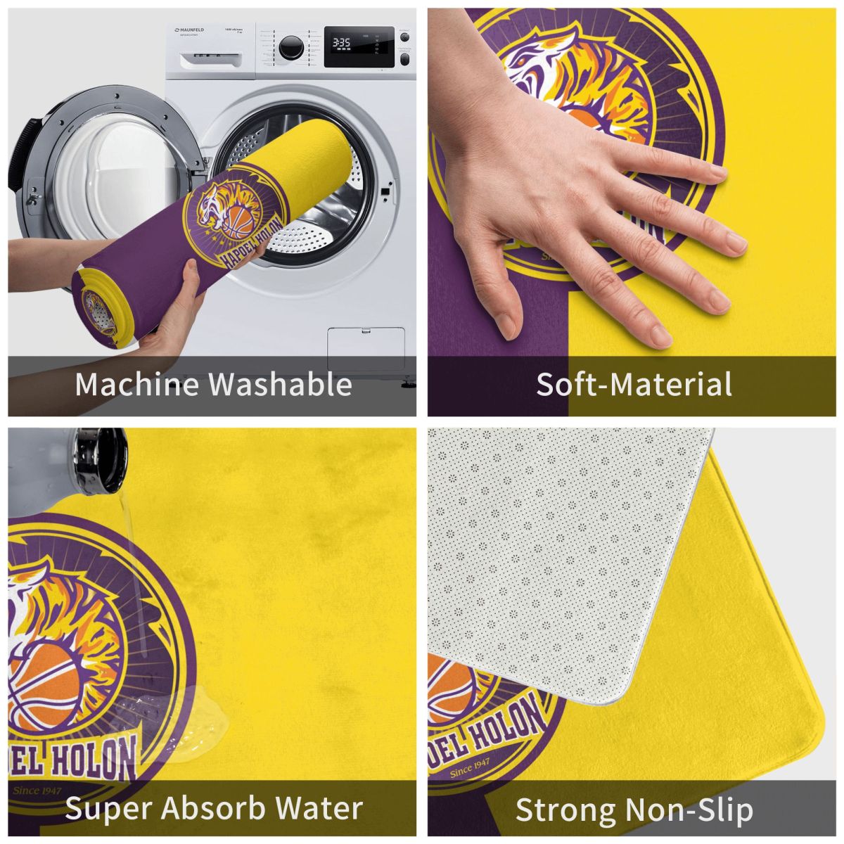 Hapoel holon bc fußmatt, eingangsteppich, gummimatte, dünne, rutschfeste teppichmatte