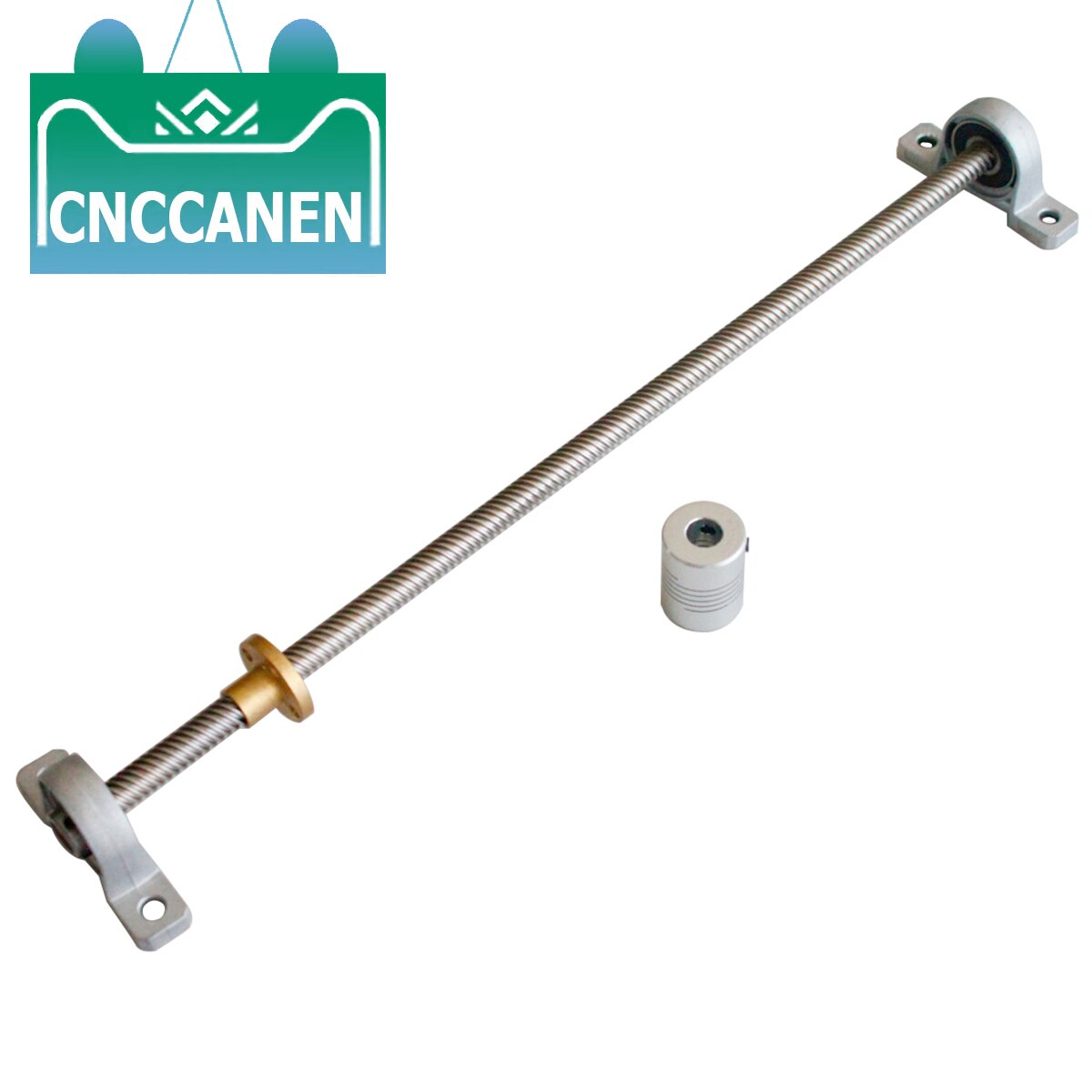 T8 Lead Screw 100mm 200 300 500 600 800 1200mm Pitch 2mm Lead 2mm + 2Pcs Support KP08 + 1Pcs Coupler 1Set