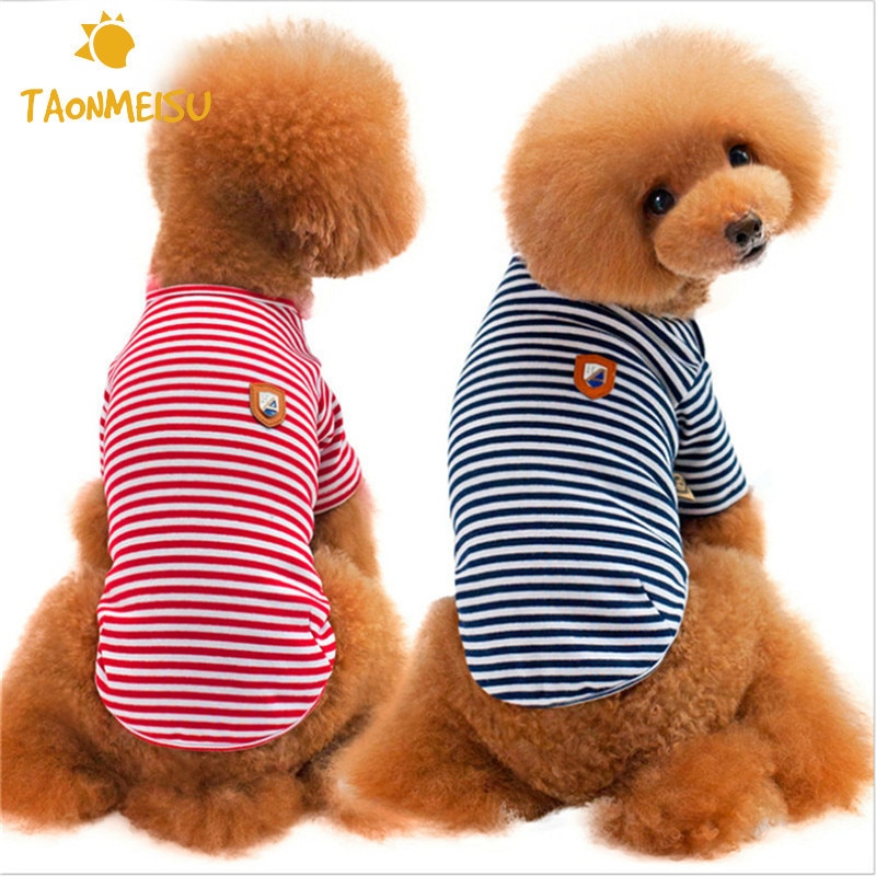 Disfraz de perro de algodón a rayas, camiseta de perro, ropa para mascotas, ropa bonita