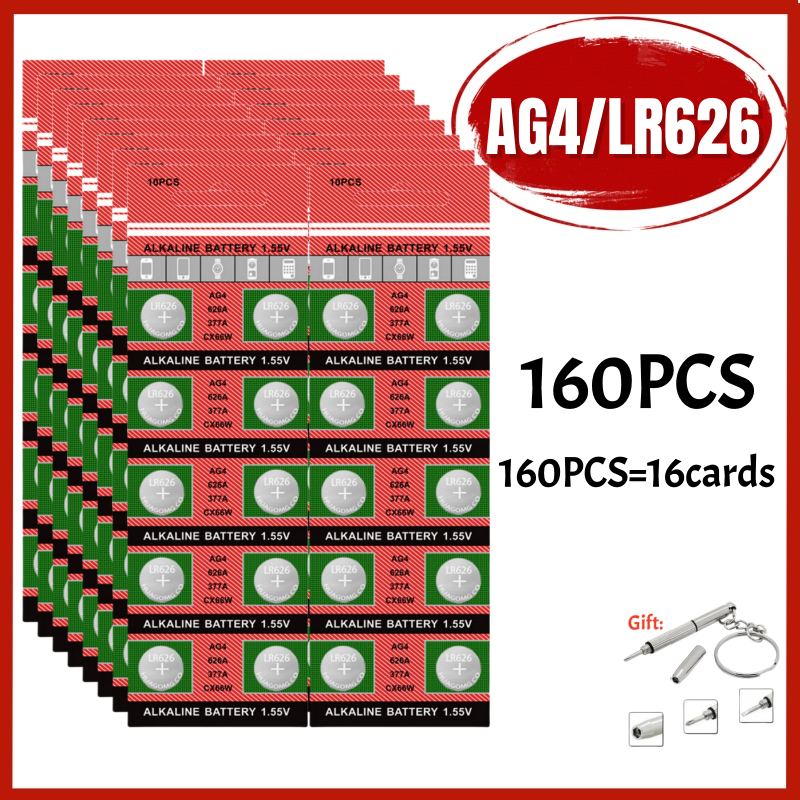10-200 Stücke AG4/LR626 1,5 V Knopfbatterien SR626SW 377 377A 376 LR66 177 Münzen Zelle Alkaline Batterie für Uhren Spielzeug Kein Mercury: Blau