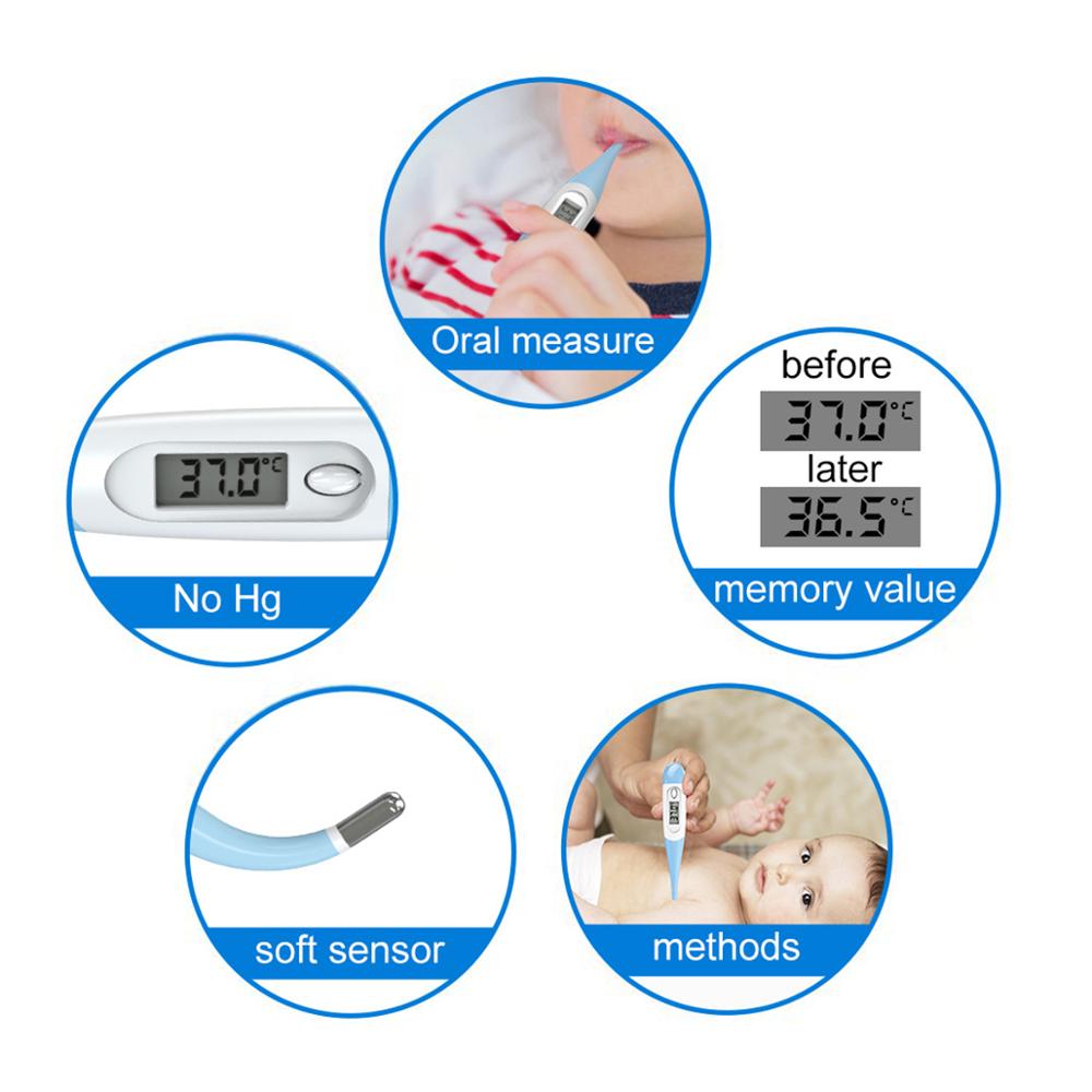 Digitale Thermometer, Zachte Hoofd Rectale En Orale Thermometer Voor Volwassenen En Baby 'S, precisie Thermometer Voor Koorts-Nauwkeurige En