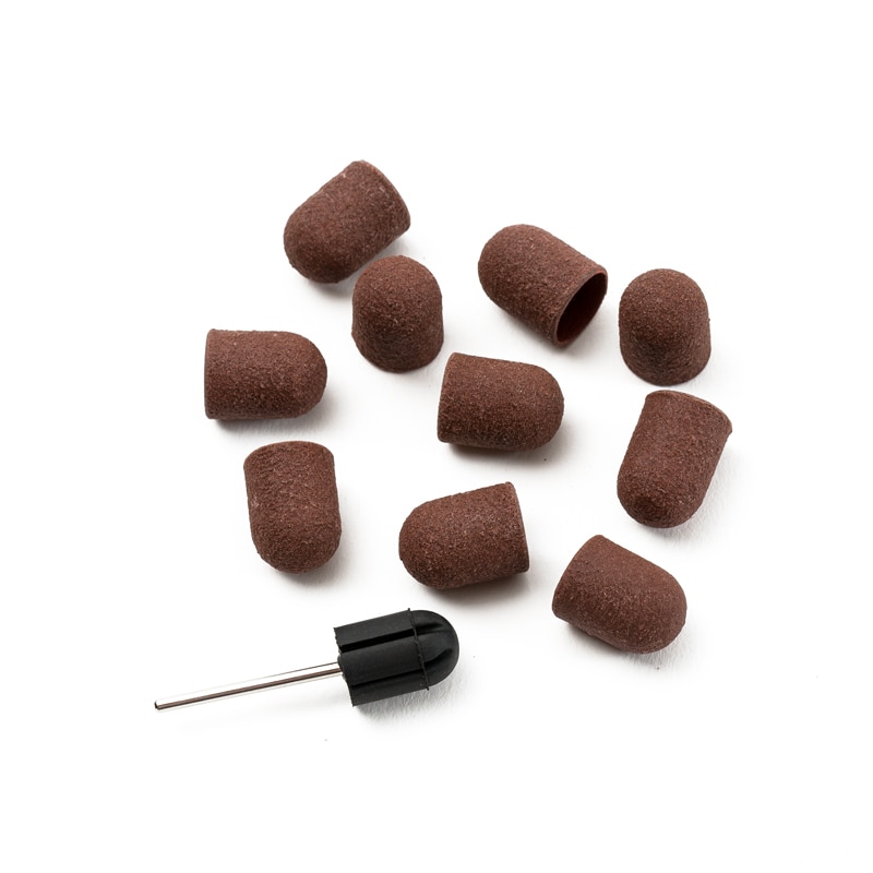 Ladymisty 10 Stuks 180 #13*19Mm Nail Boren Schuren Bands Blok Caps Rubber Doorn Grip Machine voor Pedicure Nail Art Tool