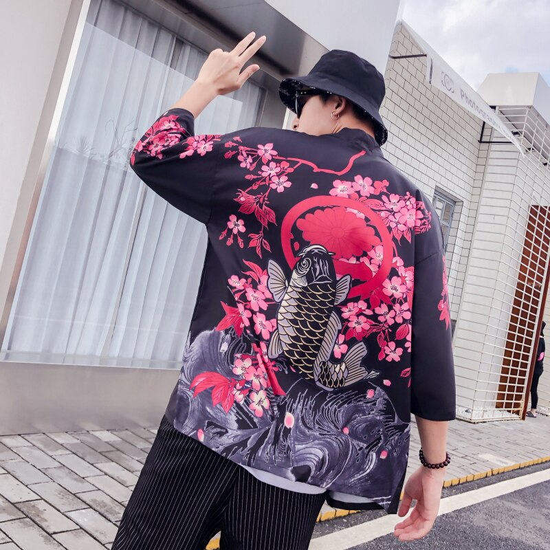 Japanse Kimono Man Yukata Haori Vest Mannen Samurai Kleding Kimono Jas Heren Kimono Streetwear Mannen Japanse Blouse Shirt: 10 / Xxl
