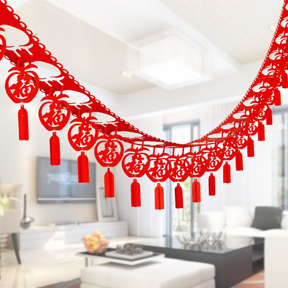 1Pc Jaar Chinese Stijl Streamer Banners Niet-geweven Hanger Gelukkig En Feestelijke Lente Festival Home Decoraties: pattern 4