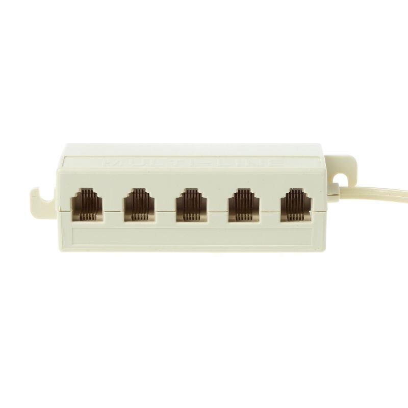 RJ11 Jack 5 Way Outlet Telephone Phone Modular Line Splitter Plug Adapter 6P4C