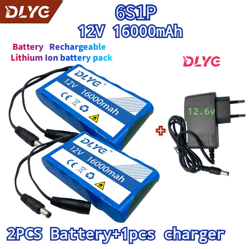Super Portable12v6s1p16000mah Rechargeable Lithium Ion Battery Pack Capacity Dc Battery Pack12.6v Cctv Cam Monitor Charger Piles