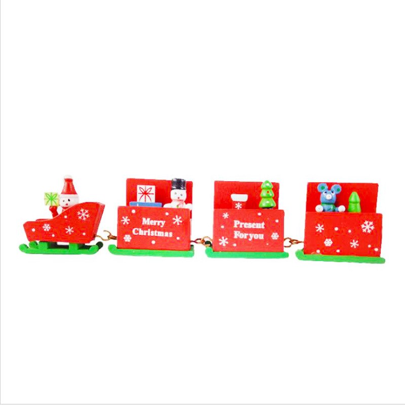 Christmas Train Sleigh Four Window Decoration Snowflake Wooden Train Car Christmas Decoration