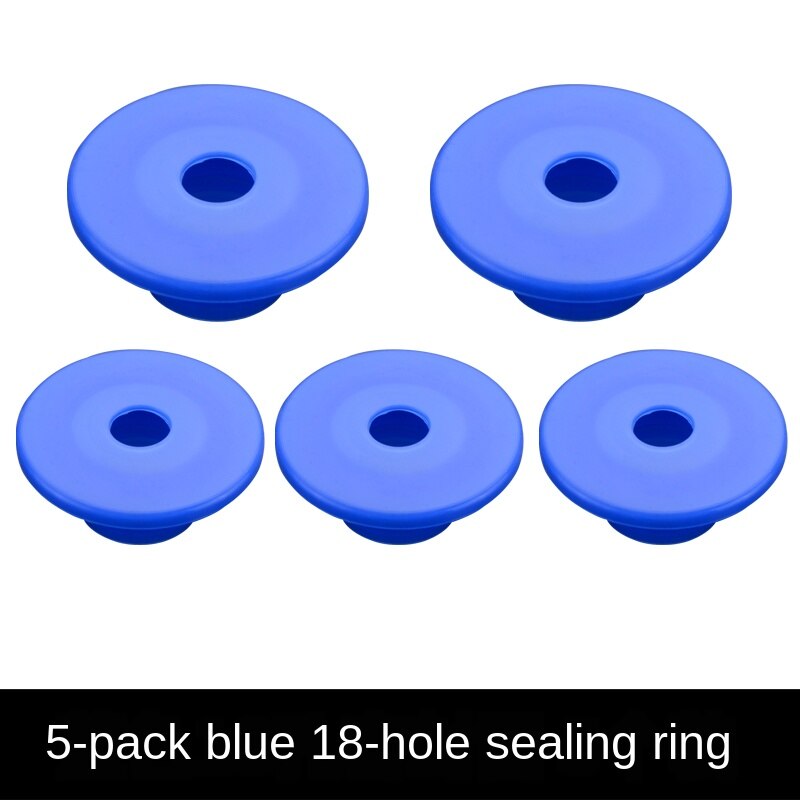 Toilet 40/50 drain pipe deodorant silicone seal washer drain pipe air conditioning pipe dual purpose anti-backwash: blue 18holes (5Pcs)