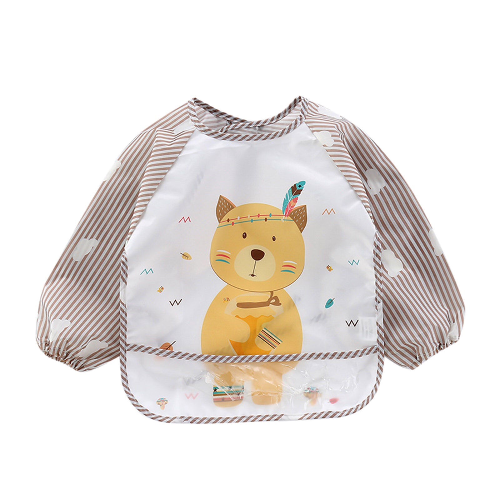 Kleinkind Langarm Baby Lätzchen Wasserdichte Ärmeln Lätzchen Weichen Karikatur für Mädchen Jungen Tuch Fütterung Lätzchen mit Tasche Art Schürze kittel